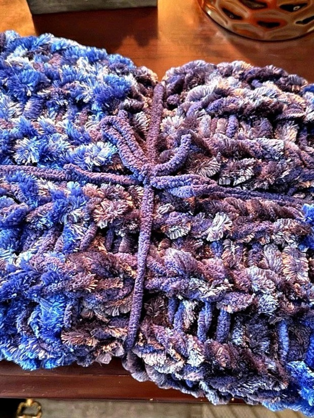 Handmade Textured Blue & Purple Throw - Picture 2 of 3